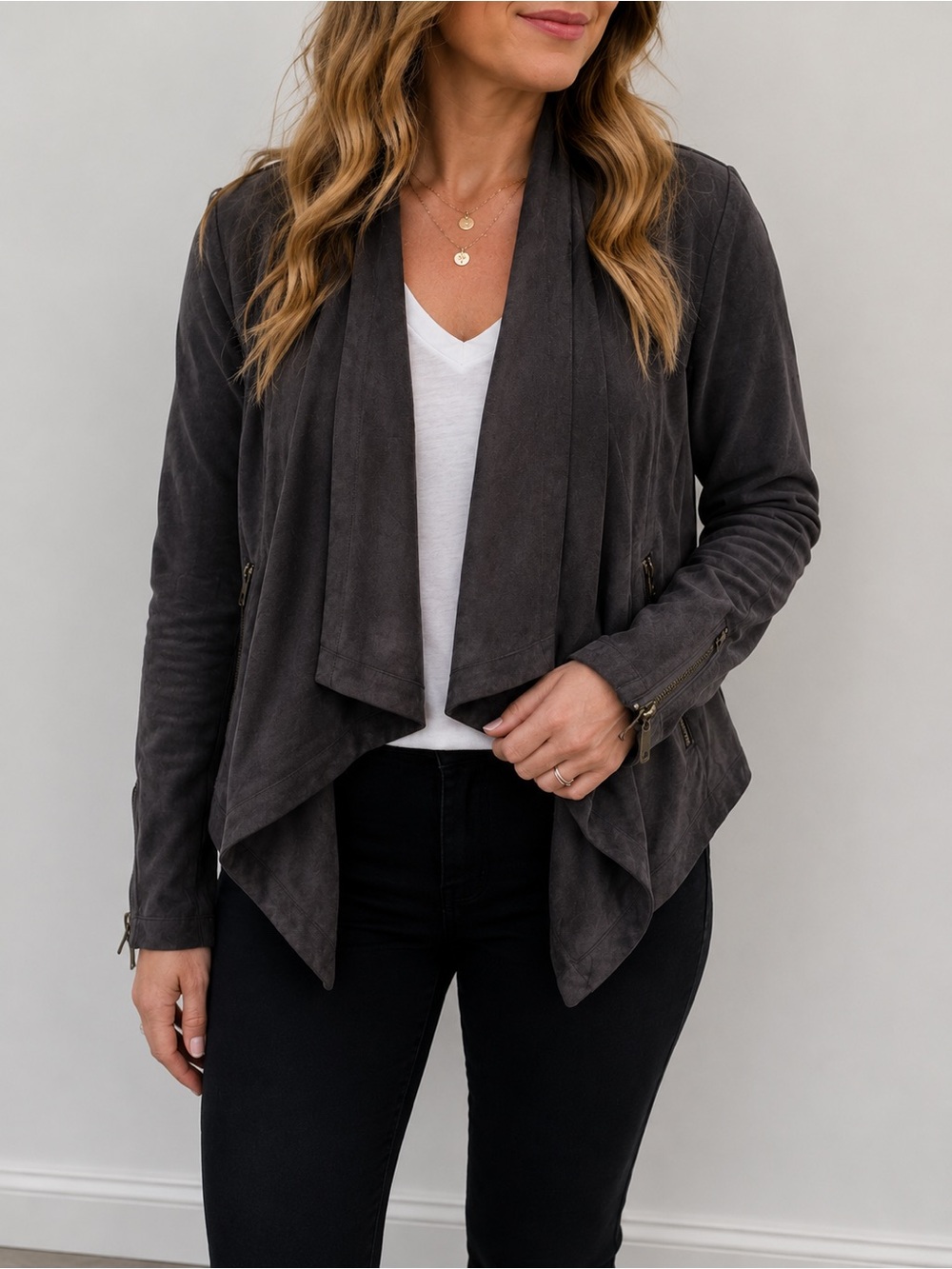 NWT Cupcakes & Cashmere Mackenzie Draped Front Jacket Sz S